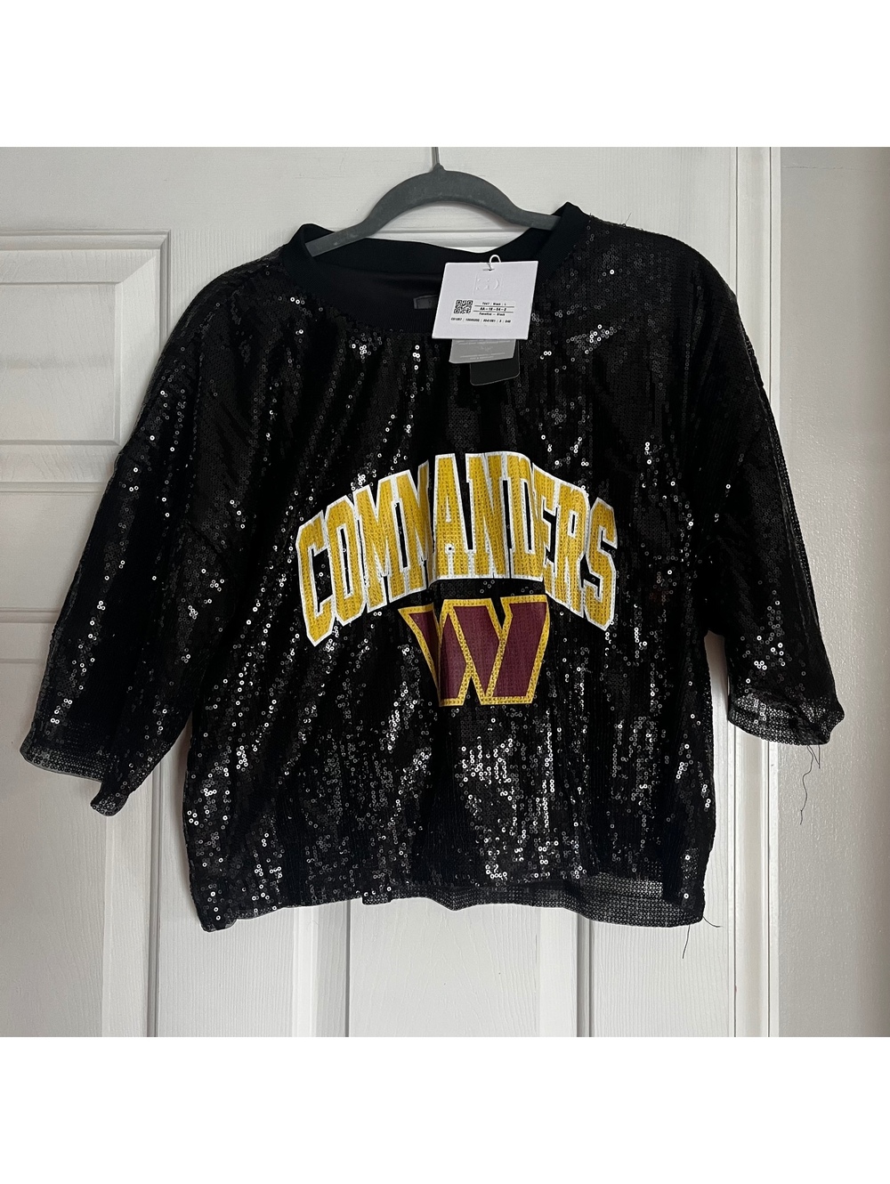 Gameday Couture Commanders Black Sequin Top Size Large - Picture 1 of 7